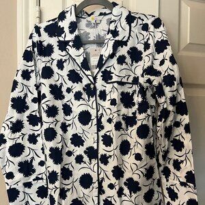 NWT Women's Boden White & Navy Blue Floral Pajama Set - Size US 6